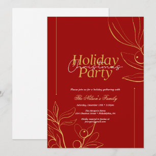 Holiday Holly Christmas Party Card