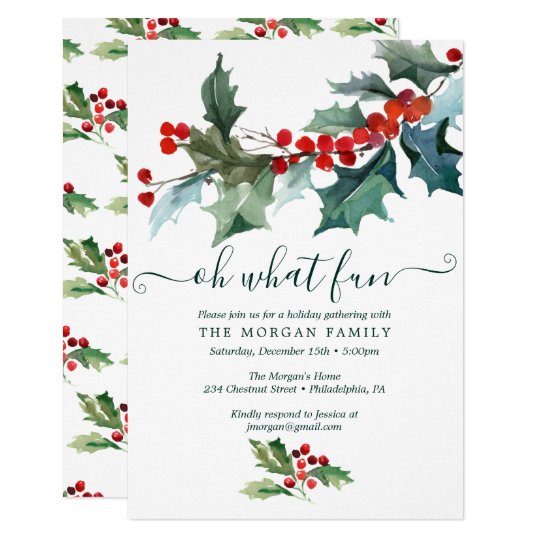 Holiday Holly Christmas Party Invitation | Zazzle.com