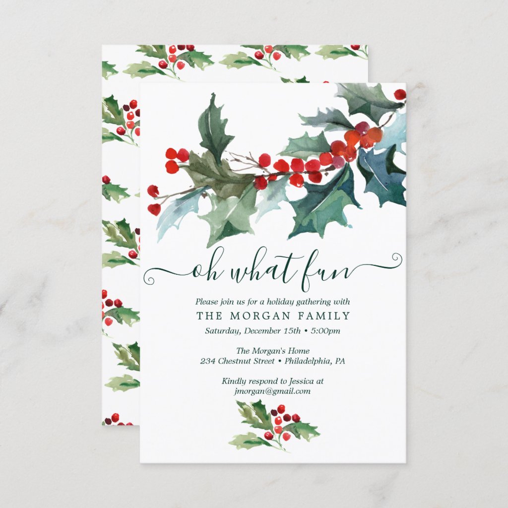 and Fun! Details about   Fine Holly Leaf Large Holiday Invitations 10 Pack 