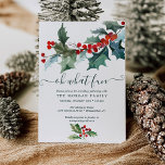Holiday Holly Christmas Party Invitation<br><div class="desc">Kick off the holiday season with this festive holiday party invitation!
Easily edit the front and back text with your personal information!</div>