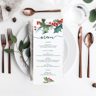 Holiday Holly Christmas Wedding Bridal Shower Menu