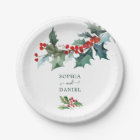 Holiday Holly Christmas Wedding Paper Plates