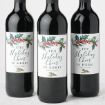 Holiday Holly Christmas Wine Label<br><div class="desc">Give everyone a gift they will love this holiday season! Easily edit all the wording on this lovely wine label.</div>