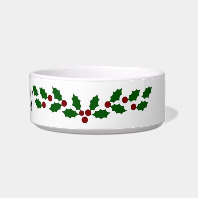 Holiday Holly Customizable Pet Bowl (Right)