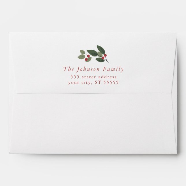 Holiday Holly Envelope (Back (Top Flap))