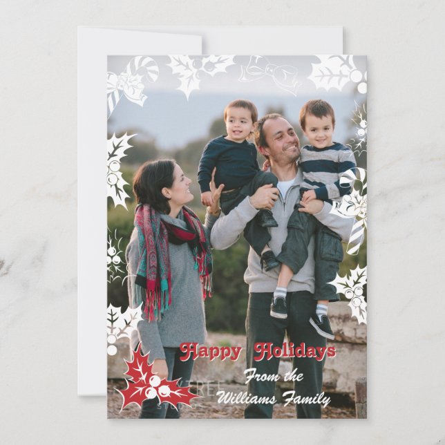 Holiday Holly | Flat Holiday Photo Card (Front)