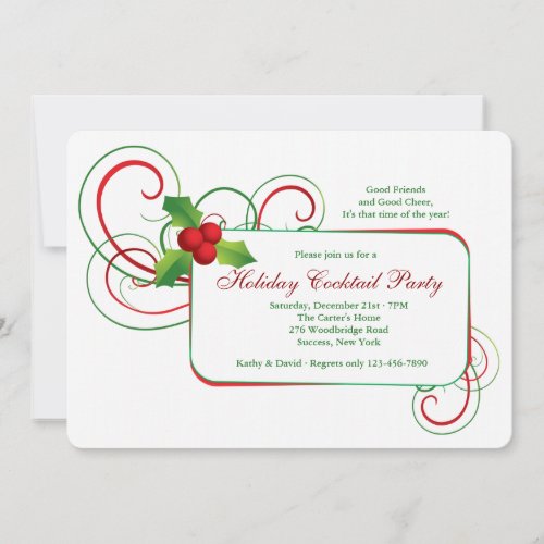 Holiday Holly Invitation