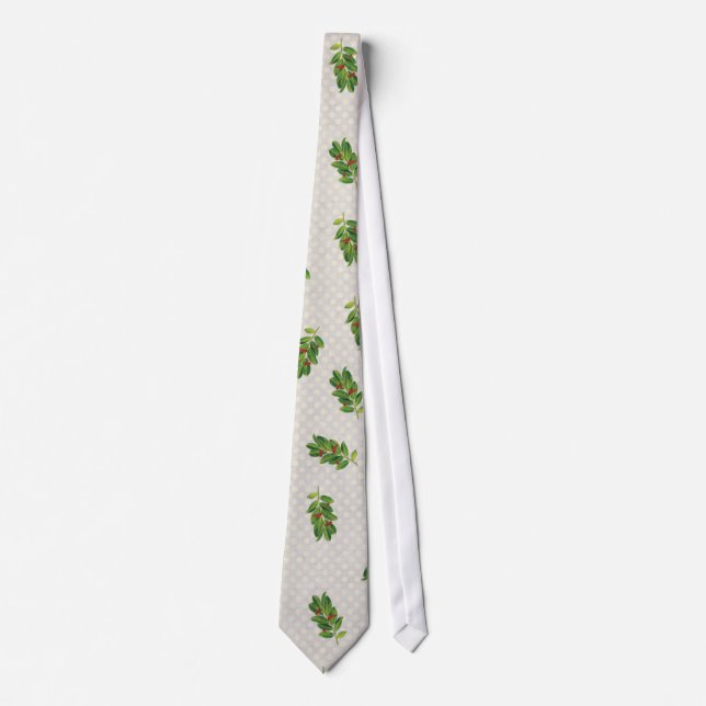 Holiday Holly Pattern Neck Tie (Front)
