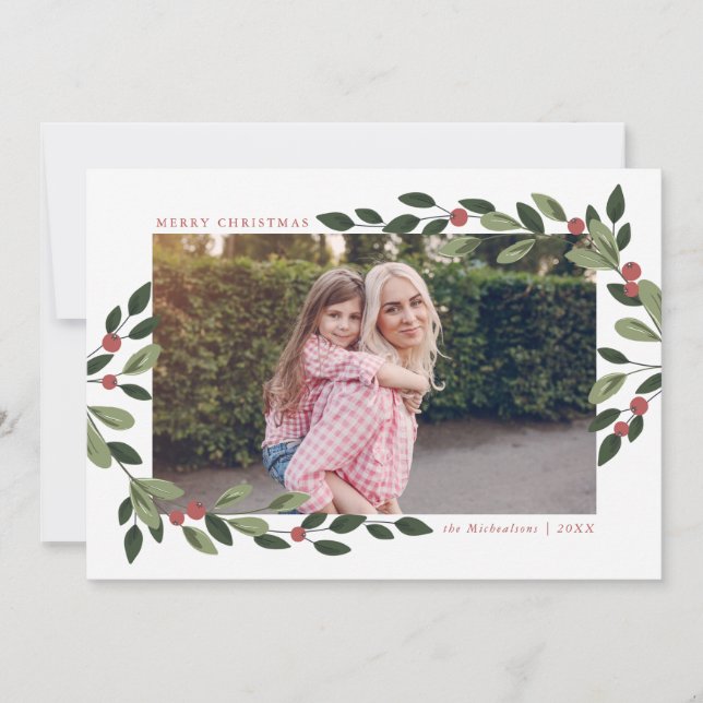 Holiday Holly Photo Card (Front)