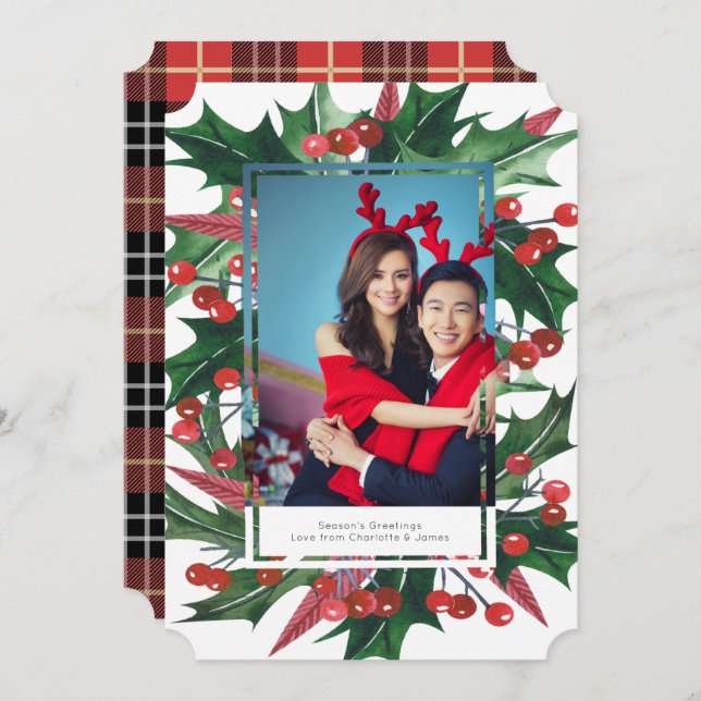 Holiday Holly Photo Frame Personalized (Front/Back)