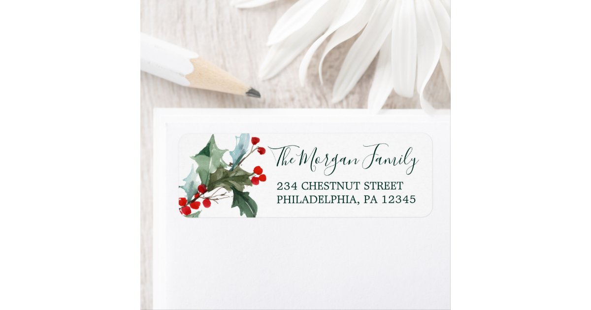 Holiday Holly Return Address Labels | Zazzle