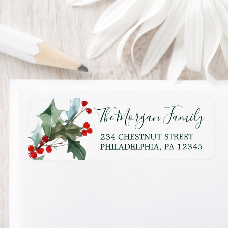 Holiday Holly Return Address Labels 