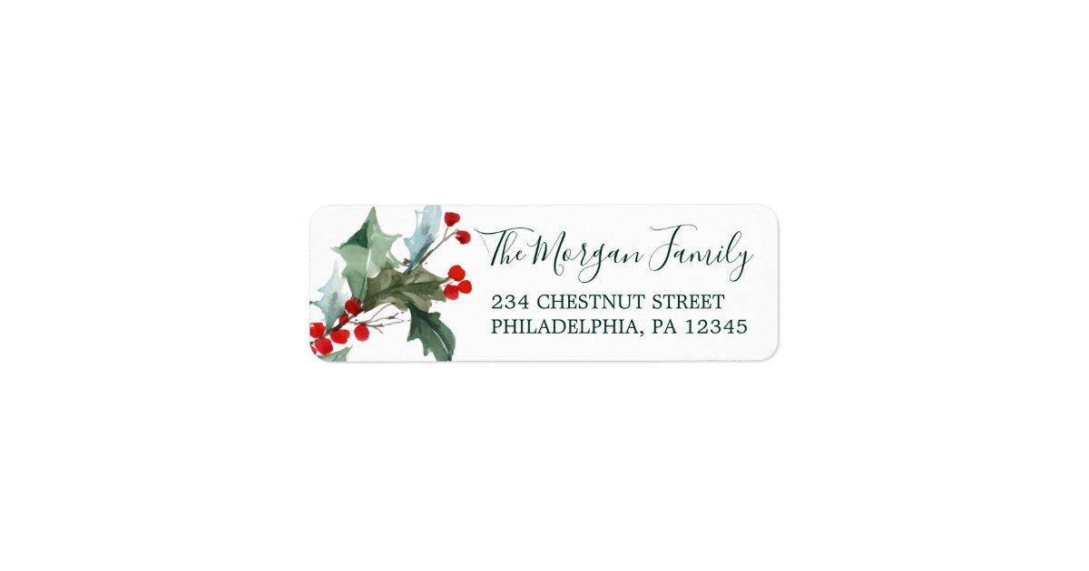 Holiday Holly Return Address Labels | Zazzle.com