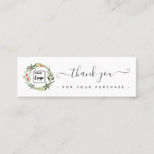 Holiday holly wreath custom logo thank you classi mini business card