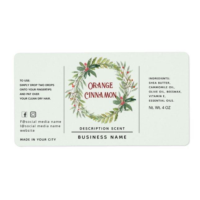 Holiday holly wreath simple  product label (Front)