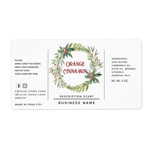 Holiday holly wreath simple  product label
