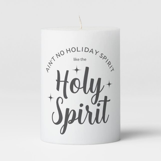 Holiday Holy Spirit Christian Christmas Advent Pillar Candle (Front)