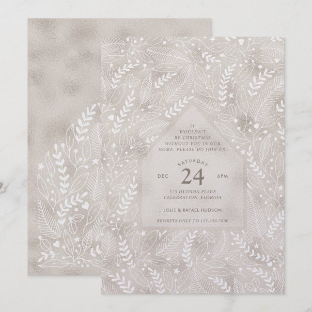 Holiday Home Champagne Shimmer Christmas Party Invitation (Front/Back)