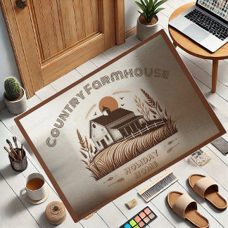 Holiday Home Country Farmhouse Minimalist Brown Doormat