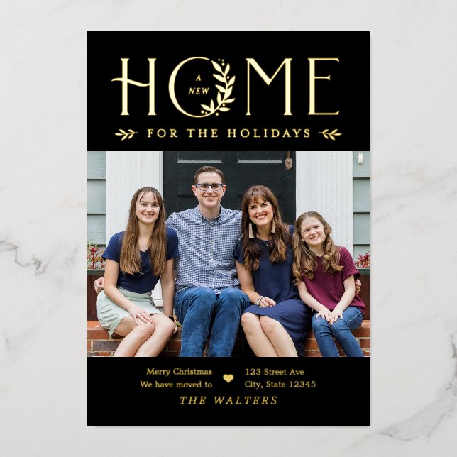 Holiday Home Foil Holiday Card Editable Color (Front)