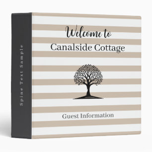 Holiday Home Guest information Tree Stripes Simple 3 Ring Binder