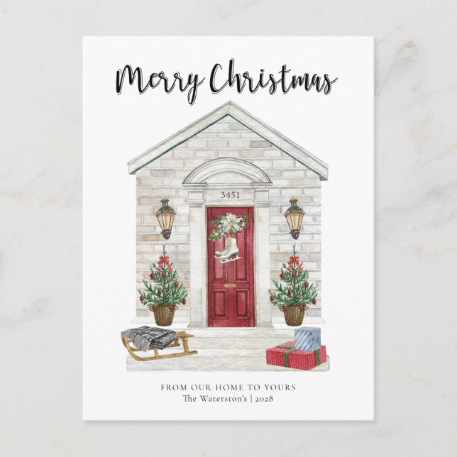 Holiday Home Merry Christmas Custom Address (Front)