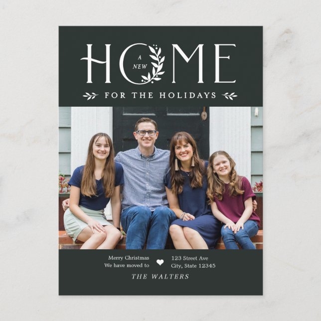 Holiday Home Photo Moving Announcement Postcard (Front)