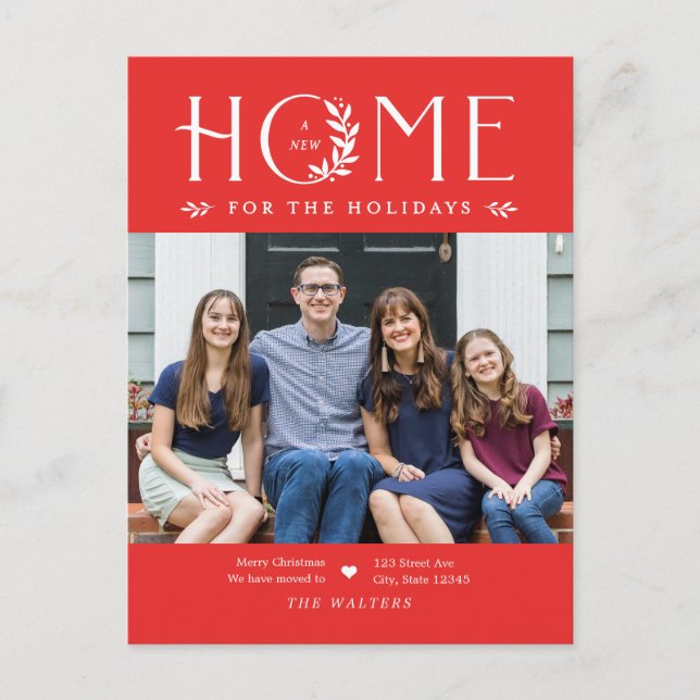 Holiday Home Photo Moving Announcement Postcard (Front)