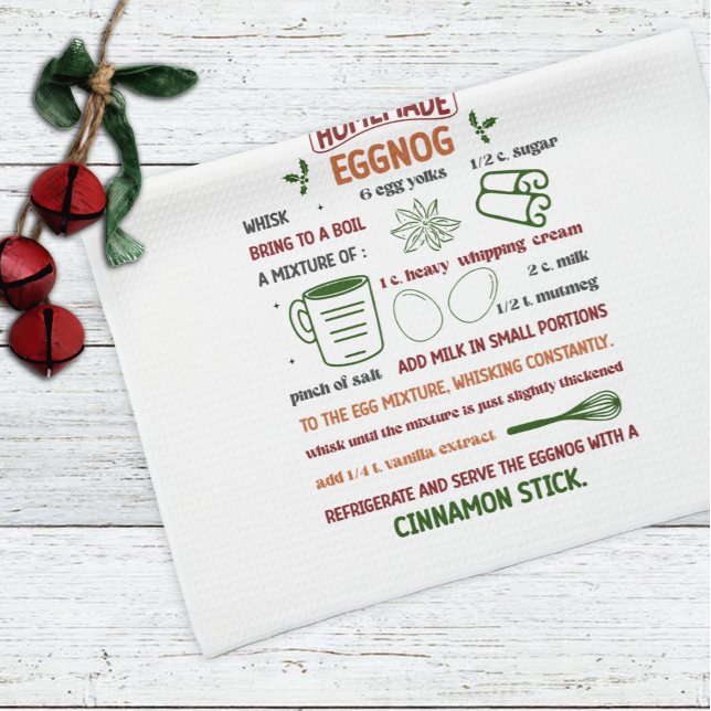 Holiday Homemade Eggnog Recipe Christmas Kitchen Towel (Creator Uploaded)