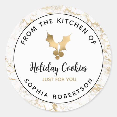 Holiday Homemade From the Kitchen of Gold Marble Classic Round Sticker