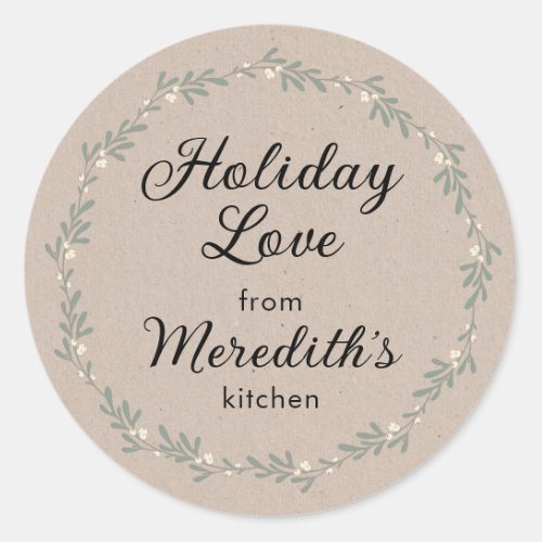 Holiday Homemade Gift Personalized Kraft Paper Classic Round Sticker