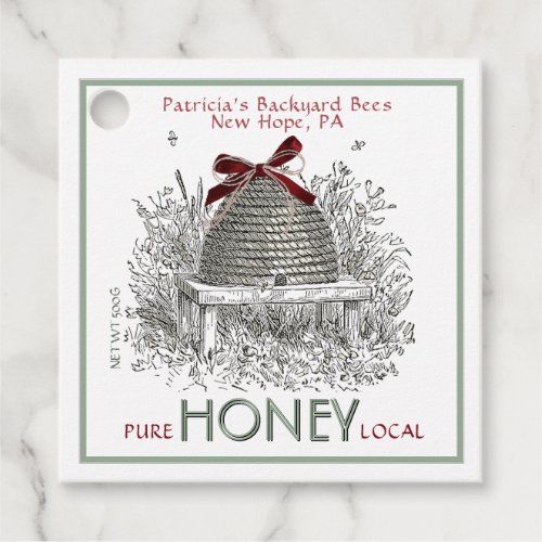 Holiday Honey Skep Tag with Red Bow