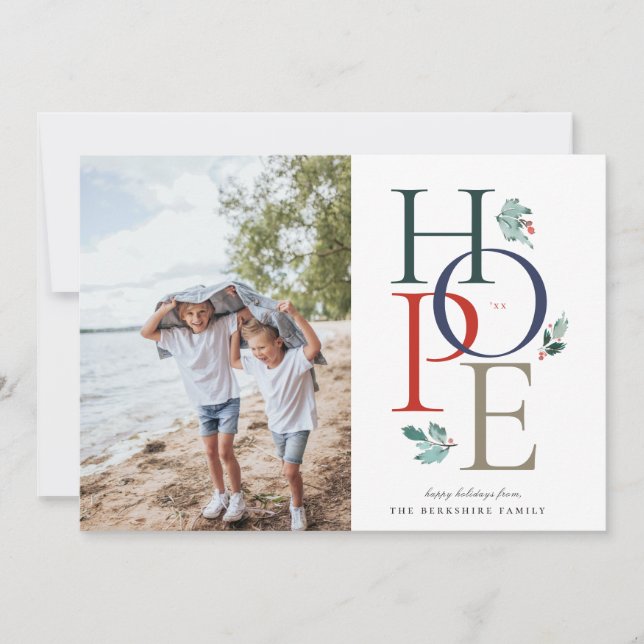 Holiday Hope Modern Botanical Berry Photo Colorful (Front)