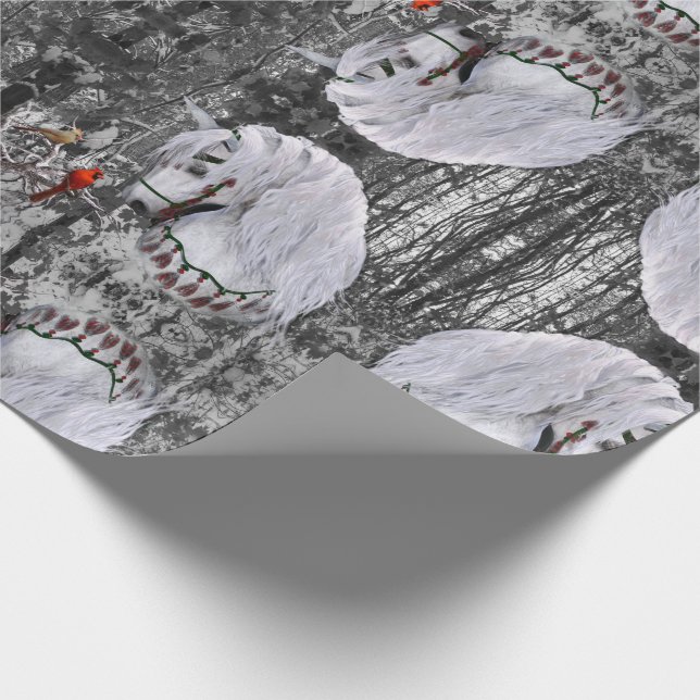 Holiday Horse & Cardinals Wrapping Pap Paper (Corner)