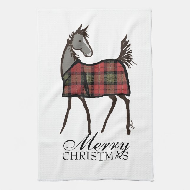 Holiday Horse Foal with Blanket Christmas Towel (Vertical)