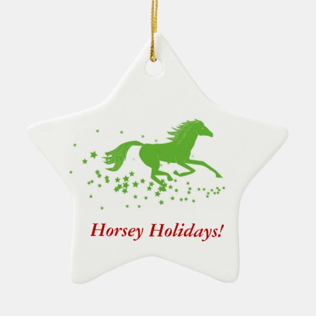 Holiday Horse Ornament: Horsey Holidays! Ceramic Ornament (Front)