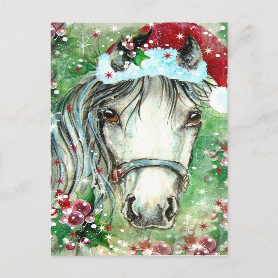 Holiday Horse with Santa Hat | Zazzle