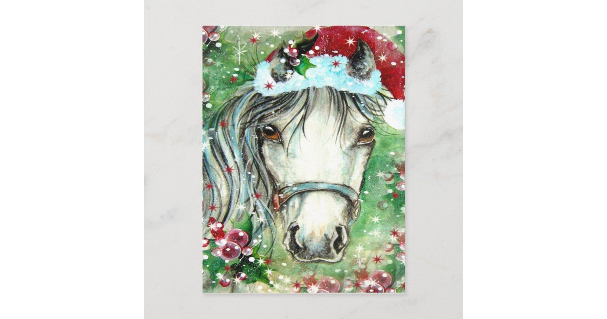 Holiday Horse with Santa Hat | Zazzle