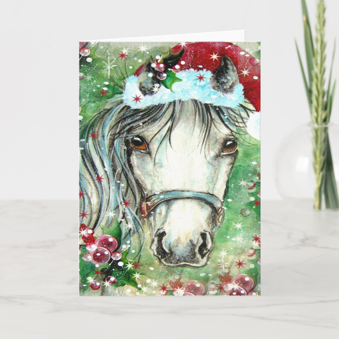 Holiday Horse with Santa Hat | Zazzle