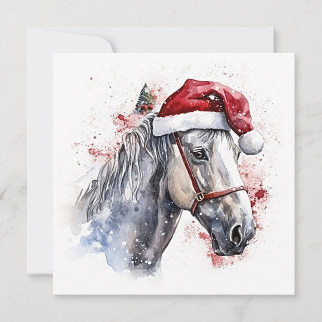 Holiday Horses with Festive Decor Note Card (Front)