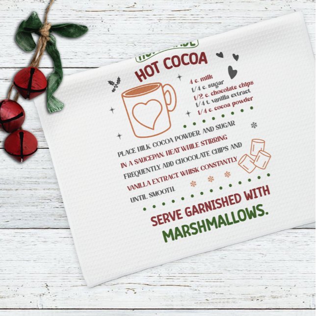Holiday Hot Cocoa Recipe Christmas Kitchen Towel (Creator Uploaded)