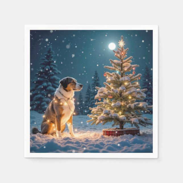 Holiday Hound Tangle In Light String Napkins (Front)
