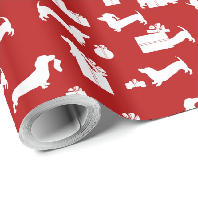 Holiday Hounds Dachshund Christmas Wrapping Paper (Roll Corner)