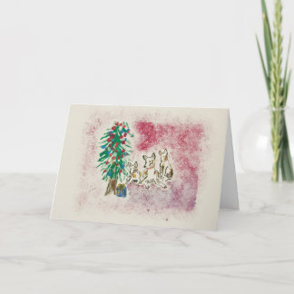 Holiday Hounds Dog Puppy Christmas Greeting Card