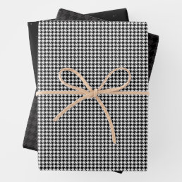 Holiday houndstooth classic black and white wrapping paper sheets