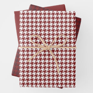 Holiday houndstooth wrapping paper sheets
