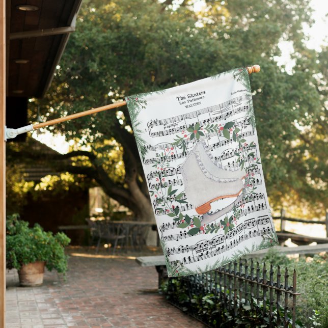 Holiday House Flag Banner Christmas Skates (In SItu)