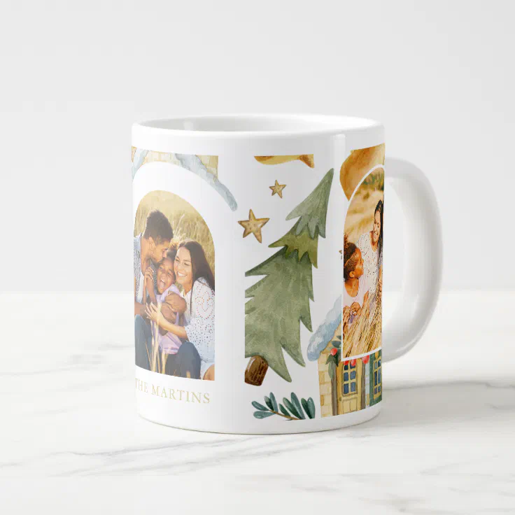 Holiday Houses Three Photo Christmas Giant Coffee Mug
