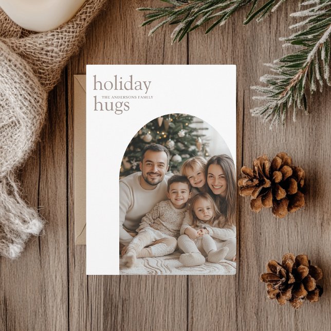 Holiday Hugs Arch Family Photo Christmas Invitation (Creator Uploaded)