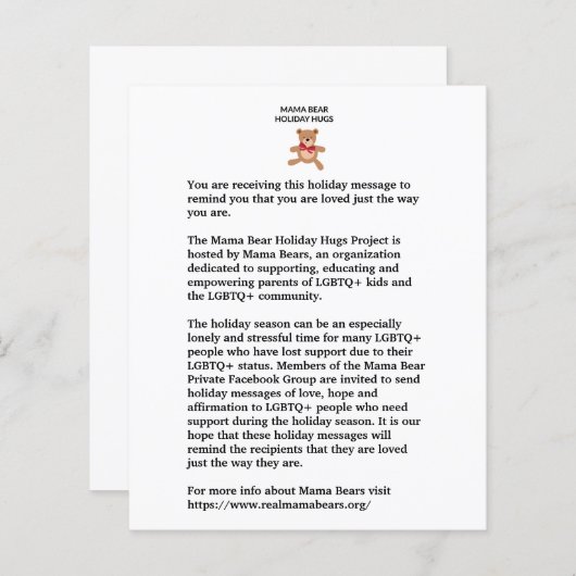 Holiday Hugs Note (Front/Back)